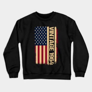 Vintage 1964 60th Birthday Gifts 60 Years Old American Flag Crewneck Sweatshirt